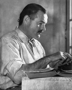 Ernest Hemingway at work in Key West